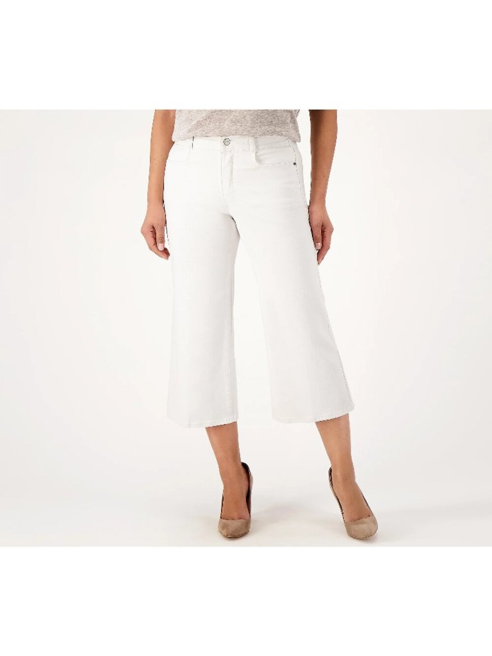 NYDJ Crop Jeans Size 8 Petite Cool Embrace Wide Leg Optic White Minimalist NEW